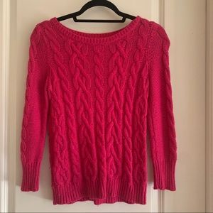 ANN TAYLOR LOFT pink cable knit sweater XXSP